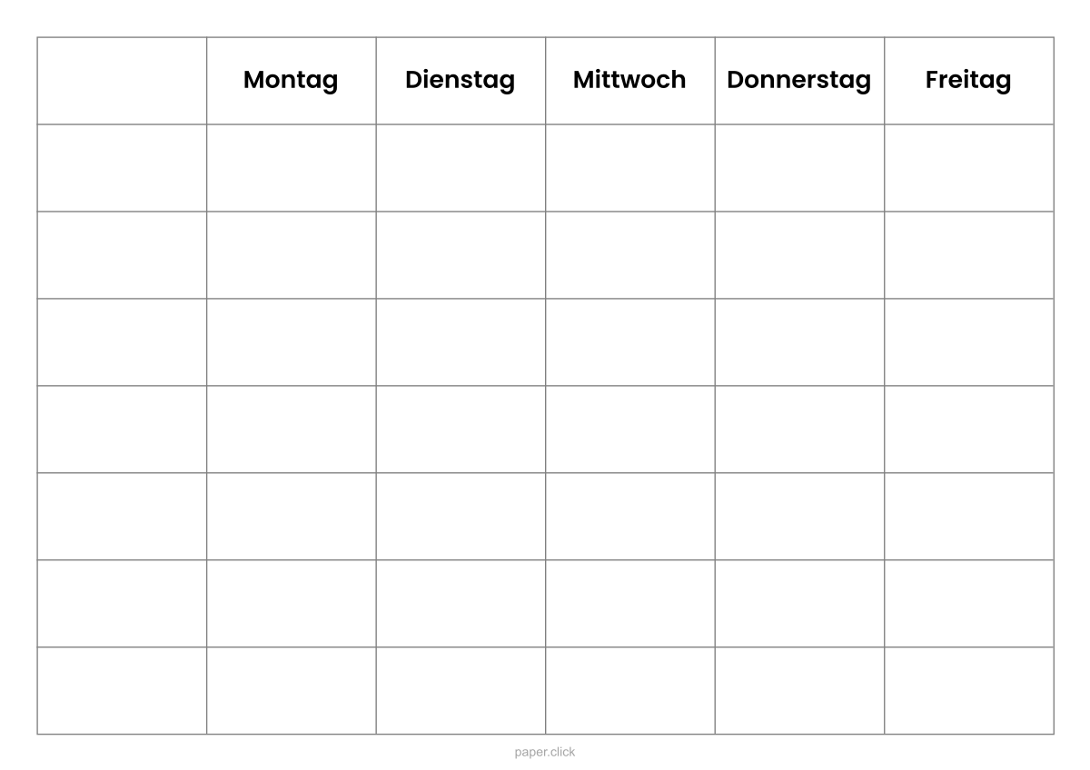 Stundenplan zum Ausdrucken