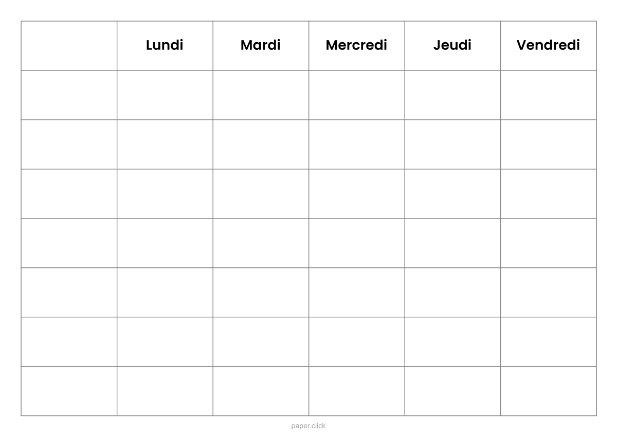Emploi du temps imprimable